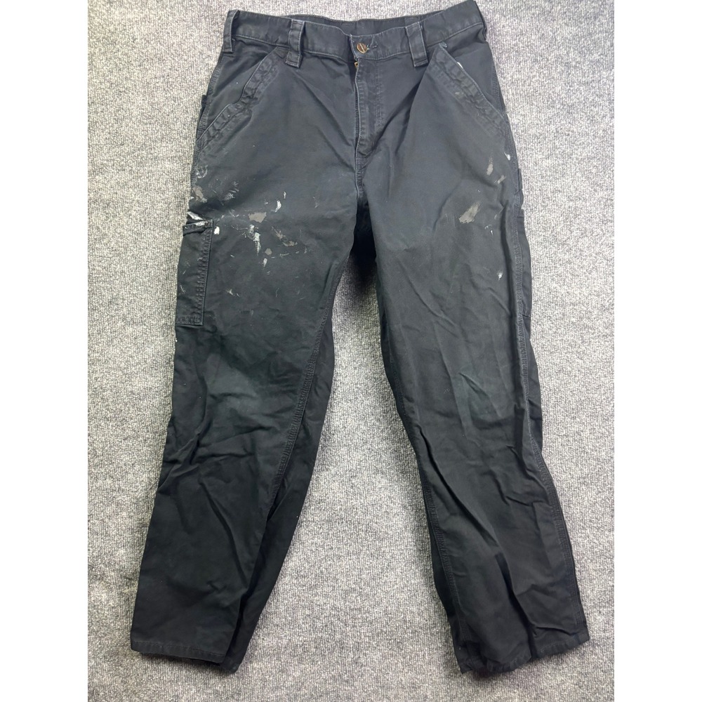 Carhartt Work Pants Mens 33x30 Loose Original Fit B151 BLK Distressed‎ Paint